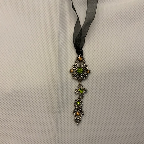 N7/ NWT 17” Cookie Lee Necklace - Australian Crystals on Black Organza Ribbon - Picture 2 of 3